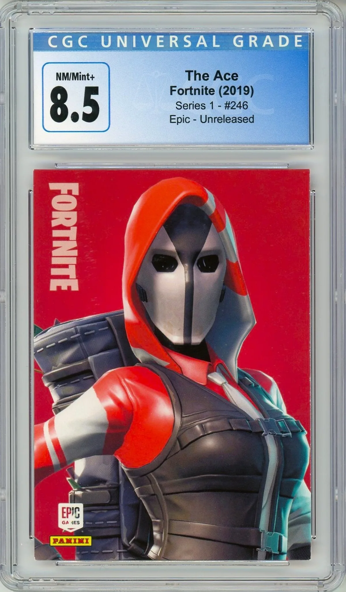 Enlarged transparent Epic Games logo on the The Ace #246 Unreleased Prototype — Series 1 USA Print