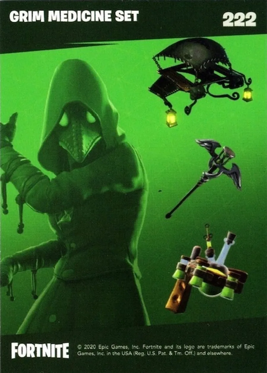 2020 Panini Fortnite Reloaded #222 Grim Medicine Set trading card back