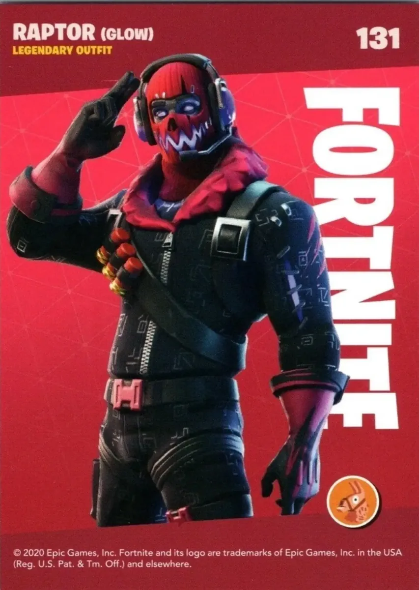 2020 Panini Fortnite Reloaded #131 Raptor (Glow) trading card back