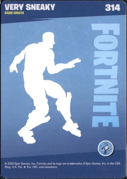 2020 Panini Fortnite Reloaded #314 Very Sneaky trading card back