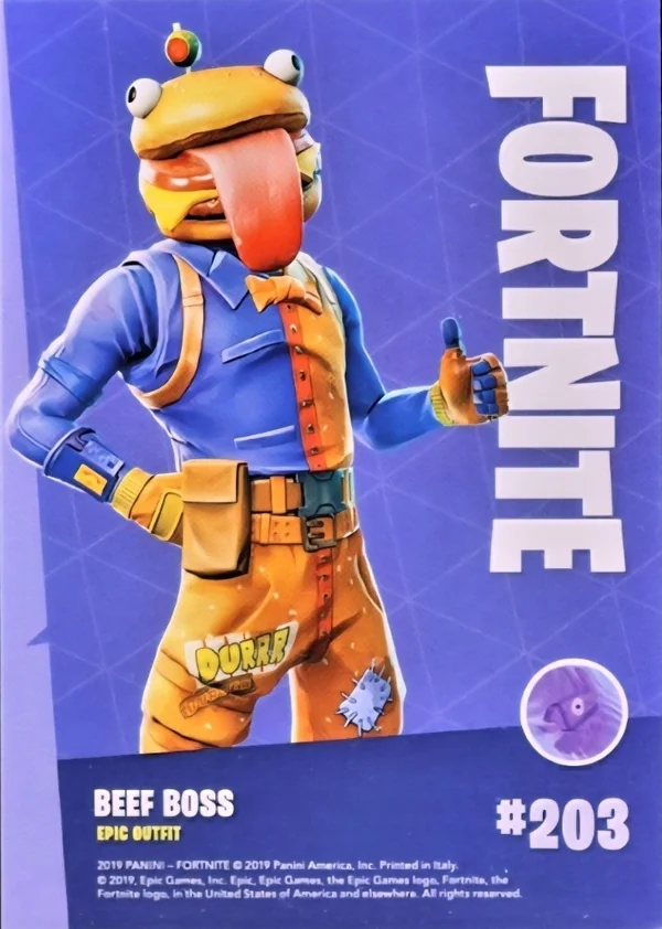 2019 Panini Fortnite Series 1 #203 Beef Boss — Holofoil trading card back