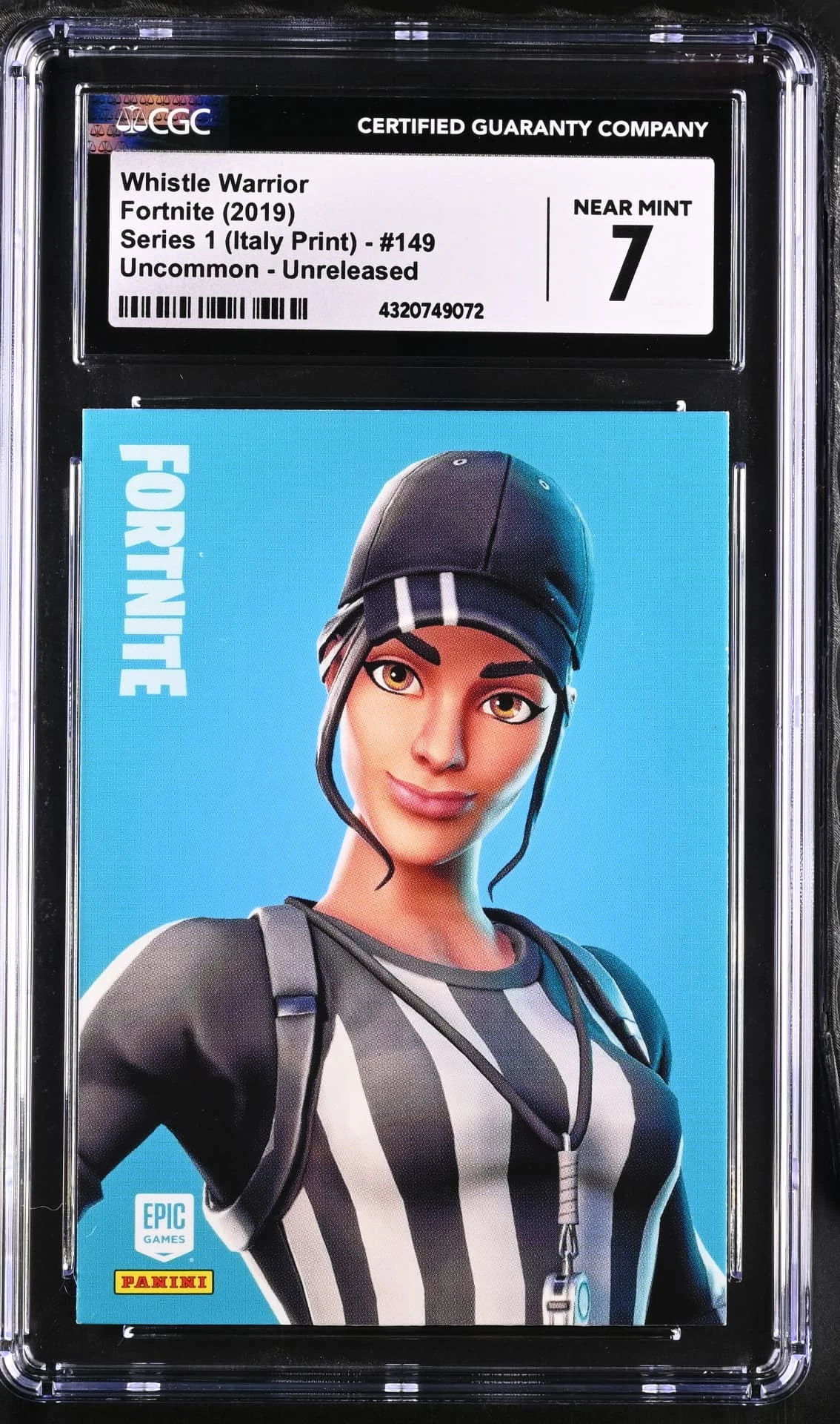 Enlarged transparent Epic Games logo on the Whistle Warrior #149 Unreleased Prototype — Series 1 Italy Print