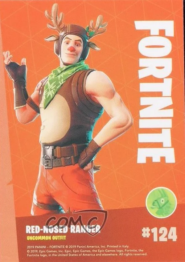2019 Panini Fortnite Series 1 #124 Red-Nosed Ranger — Holofoil trading card back