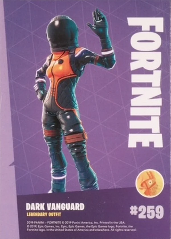 2019 Panini Fortnite Series 1 #259 Dark Vanguard — Holofoil trading card back