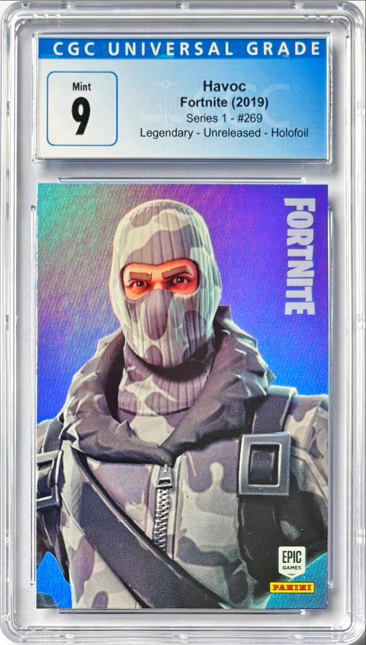 Enlarged transparent Epic Games logo on the Havoc #269 Holofoil Unreleased Prototype — Series 1 USA Print