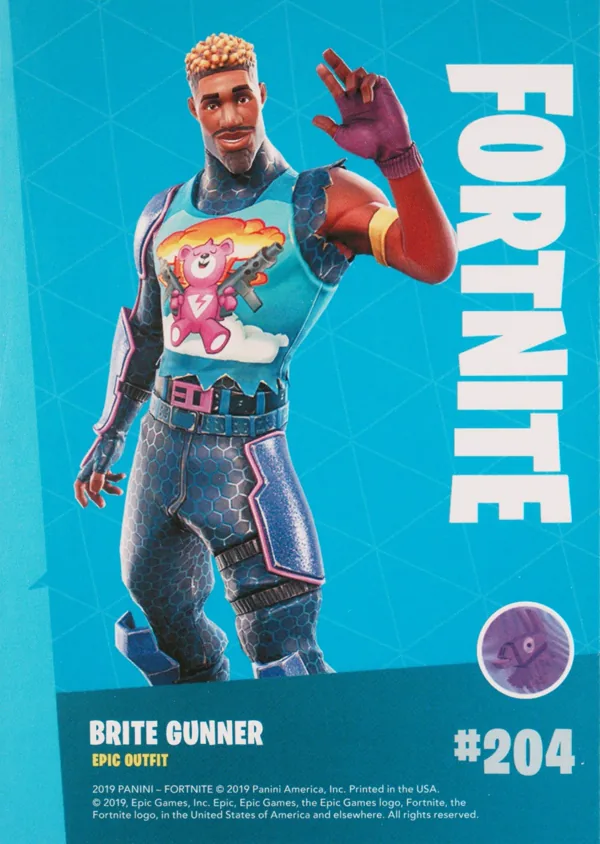2019 Panini Fortnite Series 1 #204 Brite Gunner — Holofoil trading card back