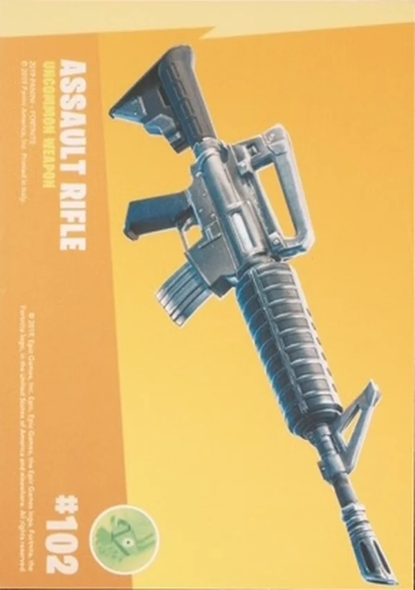2019 Panini Fortnite Series 1 #102 Assault Rifle — Holofoil trading card back