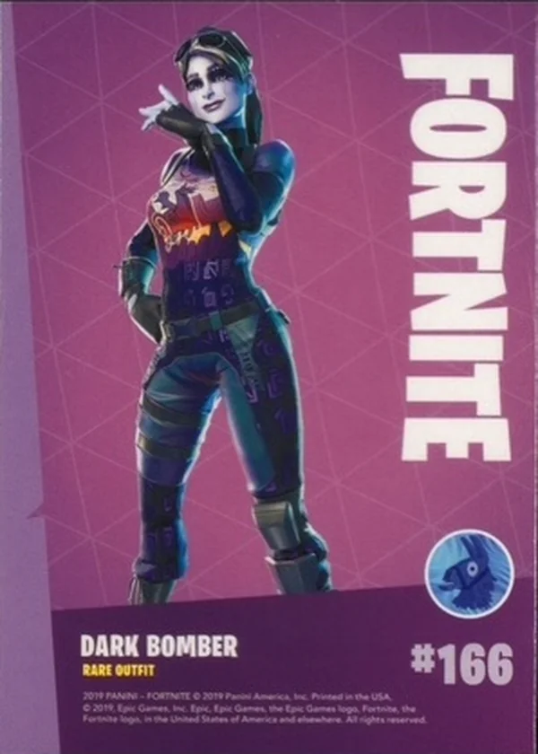 2019 Panini Fortnite Series 1 #166 Dark Bomber — Holofoil trading card back