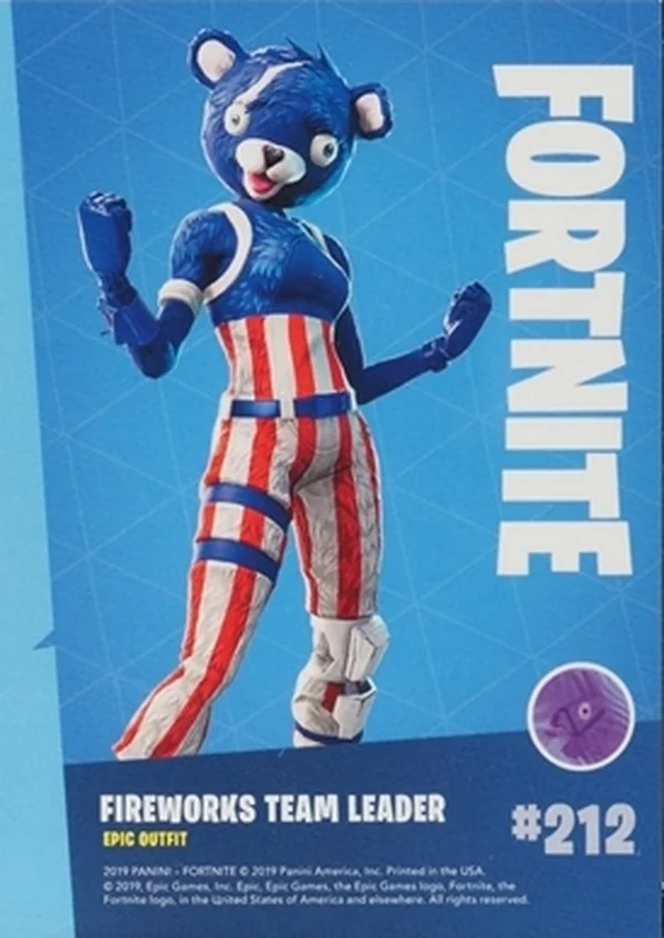 2019 Panini Fortnite Series 1 #212 Fireworks Team Leader — Holofoil trading card back