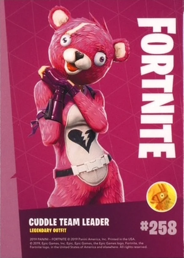 2019 Panini Fortnite Series 1 #258 Cuddle Team Leader — Holofoil trading card back