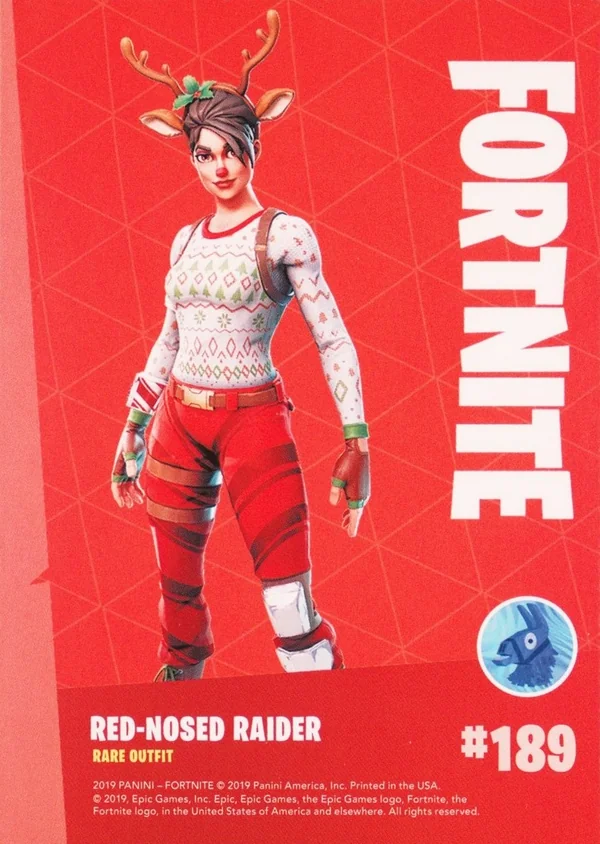 2019 Panini Fortnite Series 1 #189 Red-Nosed Raider — Holofoil trading card back