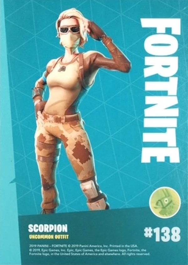 2019 Panini Fortnite Series 1 #138 Scorpion — Holofoil trading card back