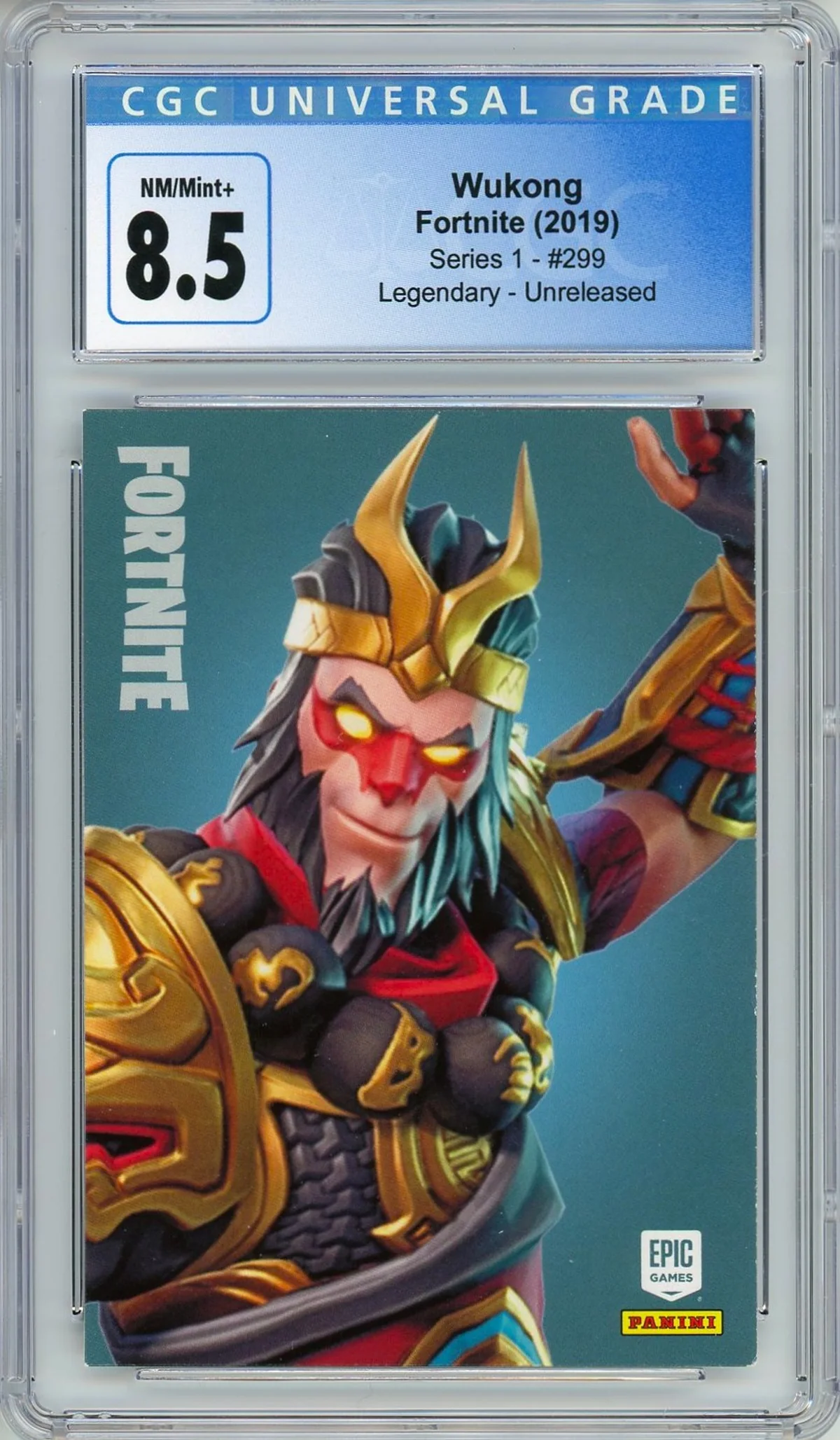 Enlarged transparent Epic Games logo on the Wukong #299 Unreleased Prototype — Series 1 USA Print