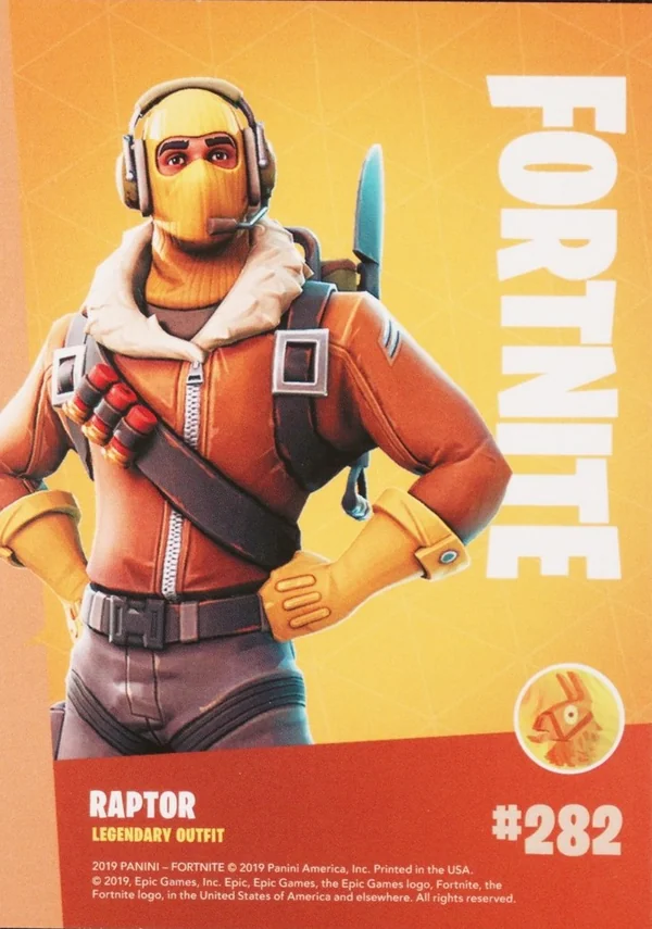 2019 Panini Fortnite Series 1 #282 Raptor — Holofoil trading card back