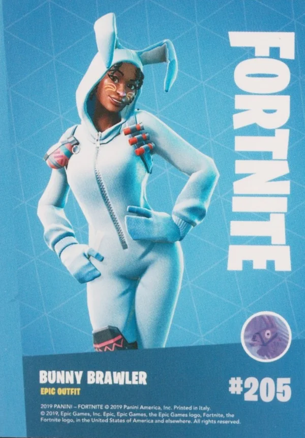 2019 Panini Fortnite Series 1 #205 Bunny Brawler — Holofoil trading card back