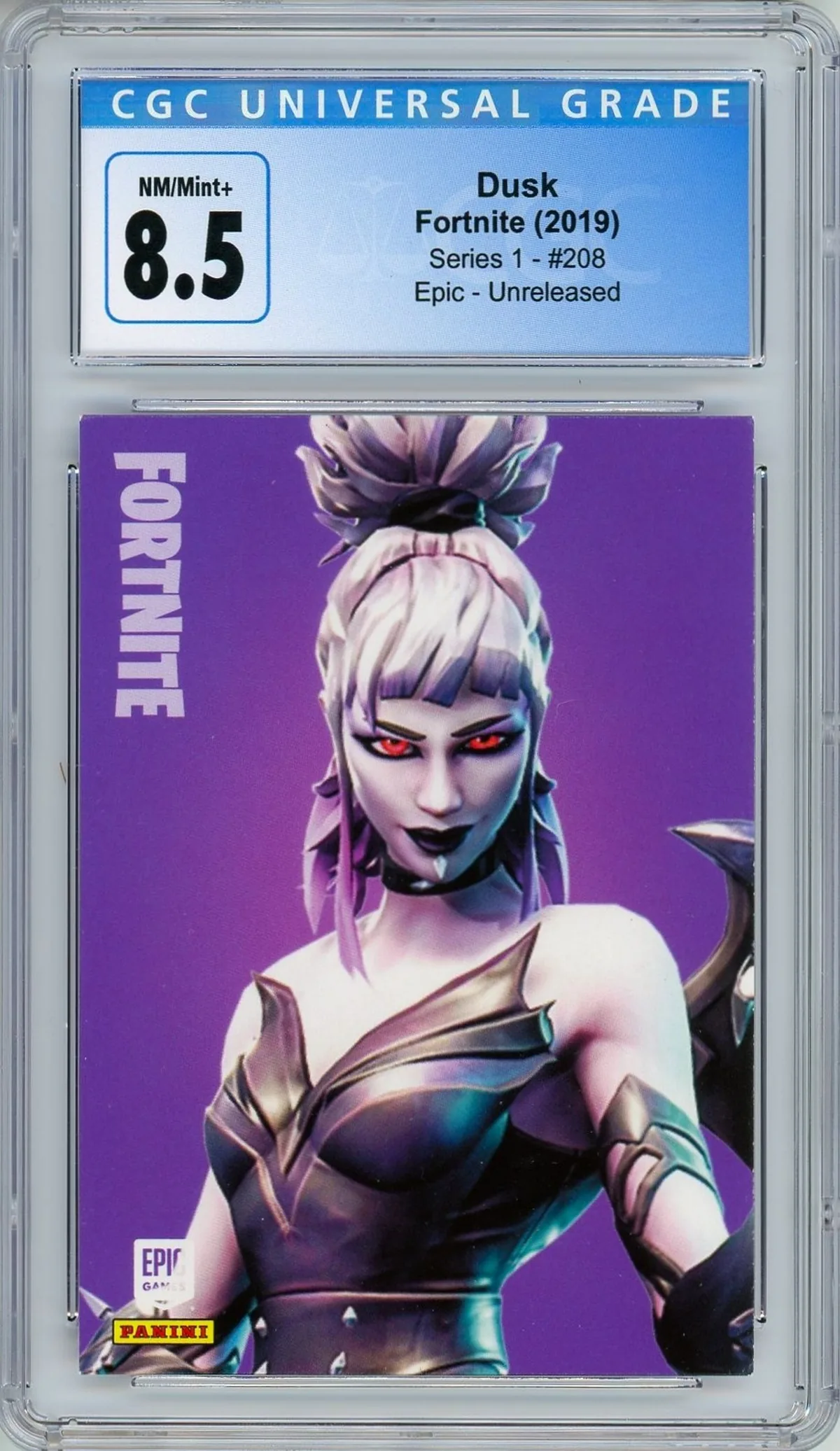 Enlarged transparent Epic Games logo on the Dusk #208 Unreleased Prototype — Series 1 USA Print
