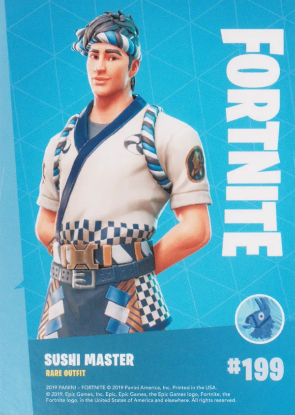 2019 Panini Fortnite Series 1 #199 Sushi Master — Holofoil trading card back