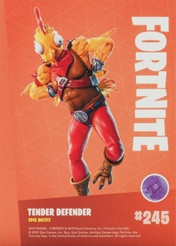 2019 Panini Fortnite Series 1 #245 Tender Defender — Holofoil trading card back