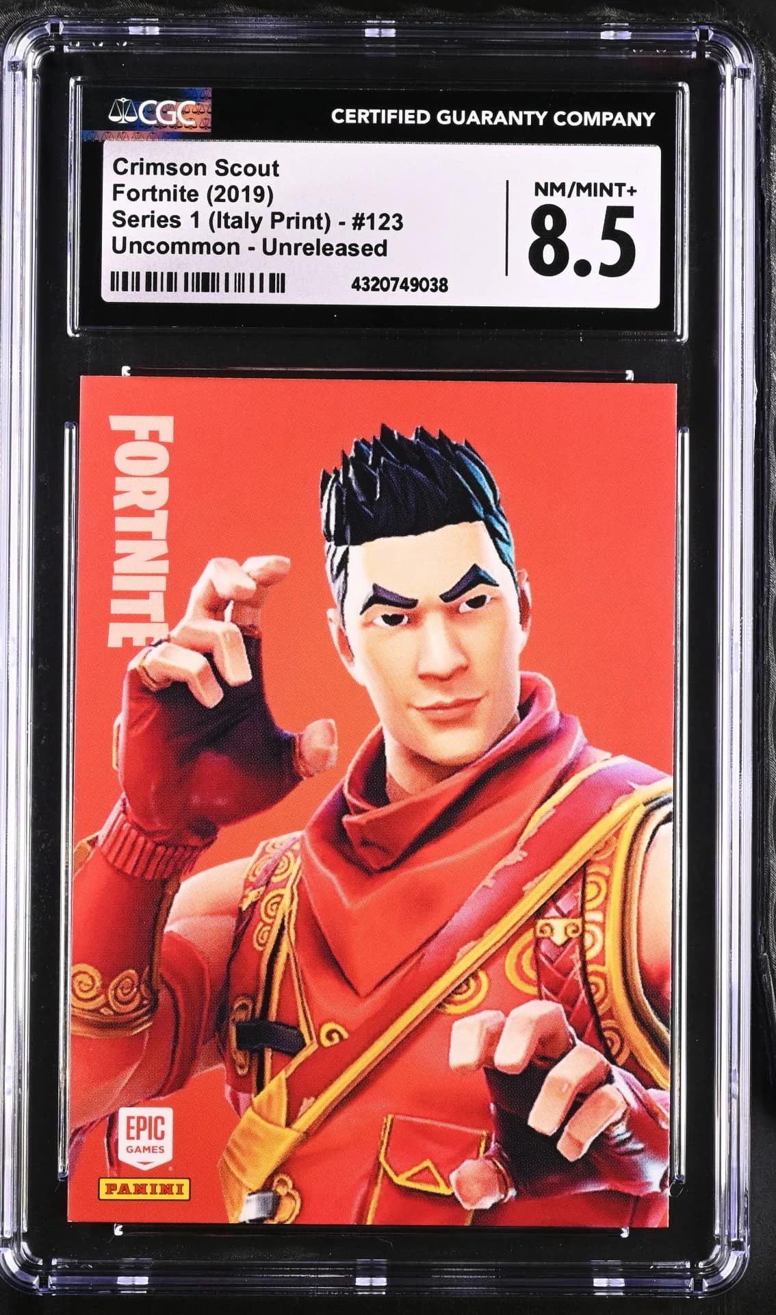 Enlarged transparent Epic Games logo on the Crimson Scout #123 Unreleased Prototype — Series 1 Italy Print