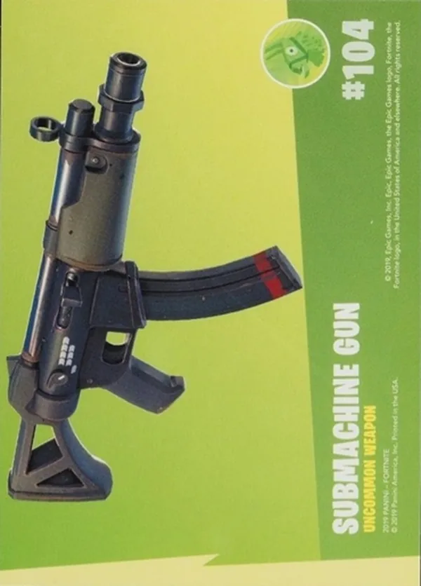2019 Panini Fortnite Series 1 #104 Submachine Gun — Holofoil trading card back