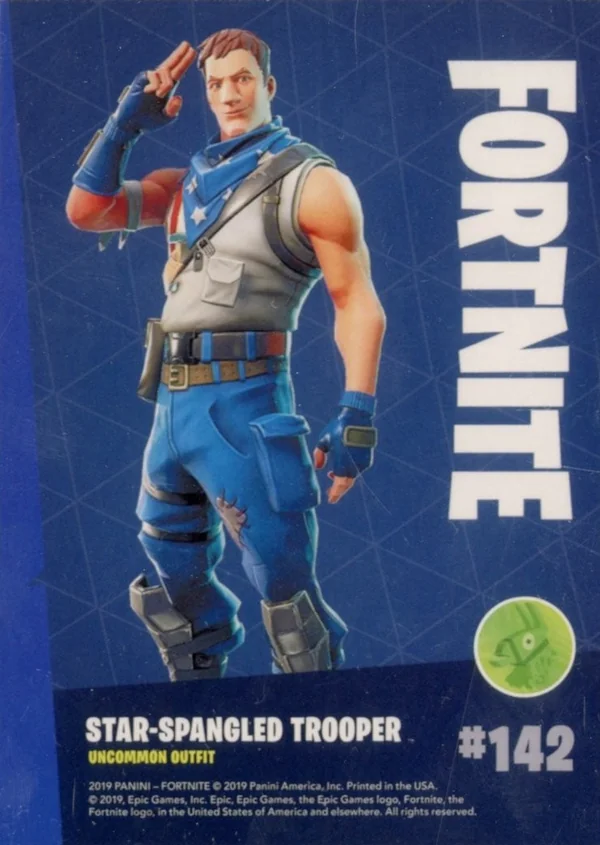 2019 Panini Fortnite Series 1 #142 Star-Spangled Trooper — Holofoil trading card back