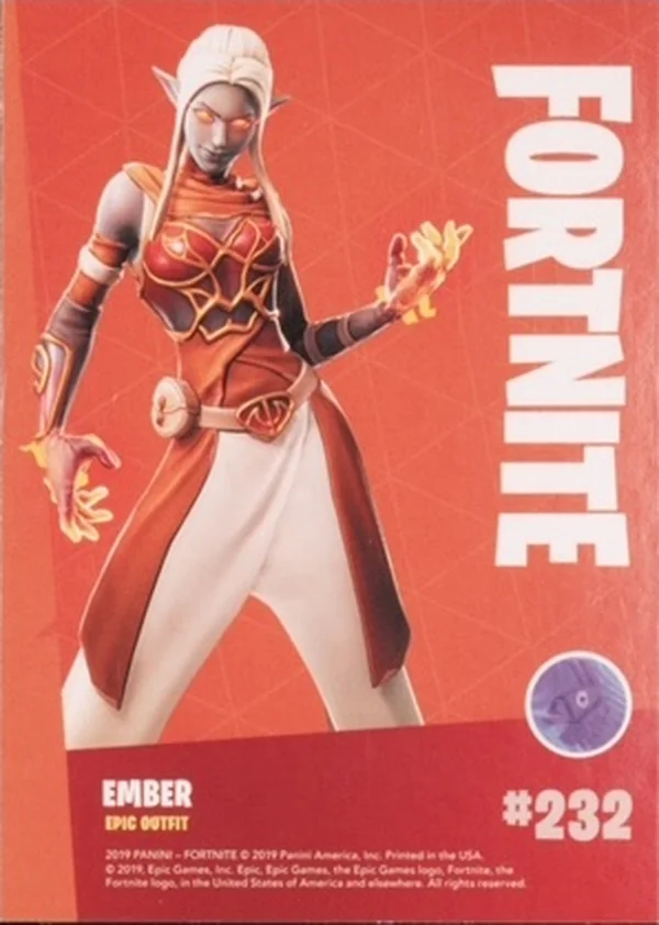 2019 Panini Fortnite Series 1 #232 Ember — Holofoil trading card back