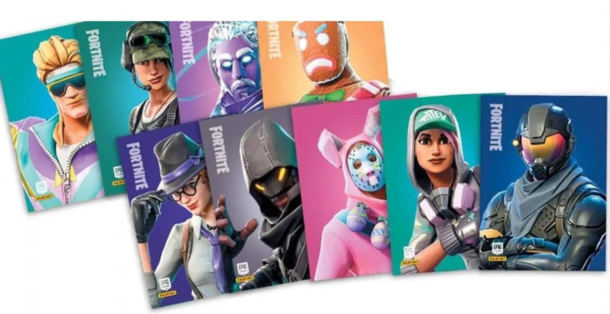Panini 2019 Fortnite pre-sale marketing image showing prototype-stage cards