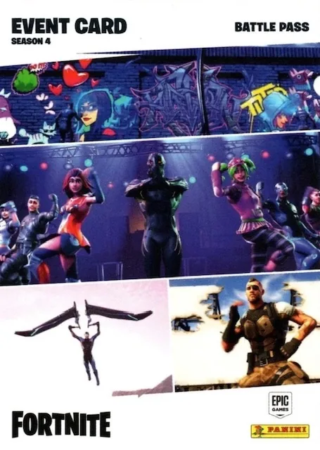 Battle Pass Season 4 Panini Fortnite trading card front