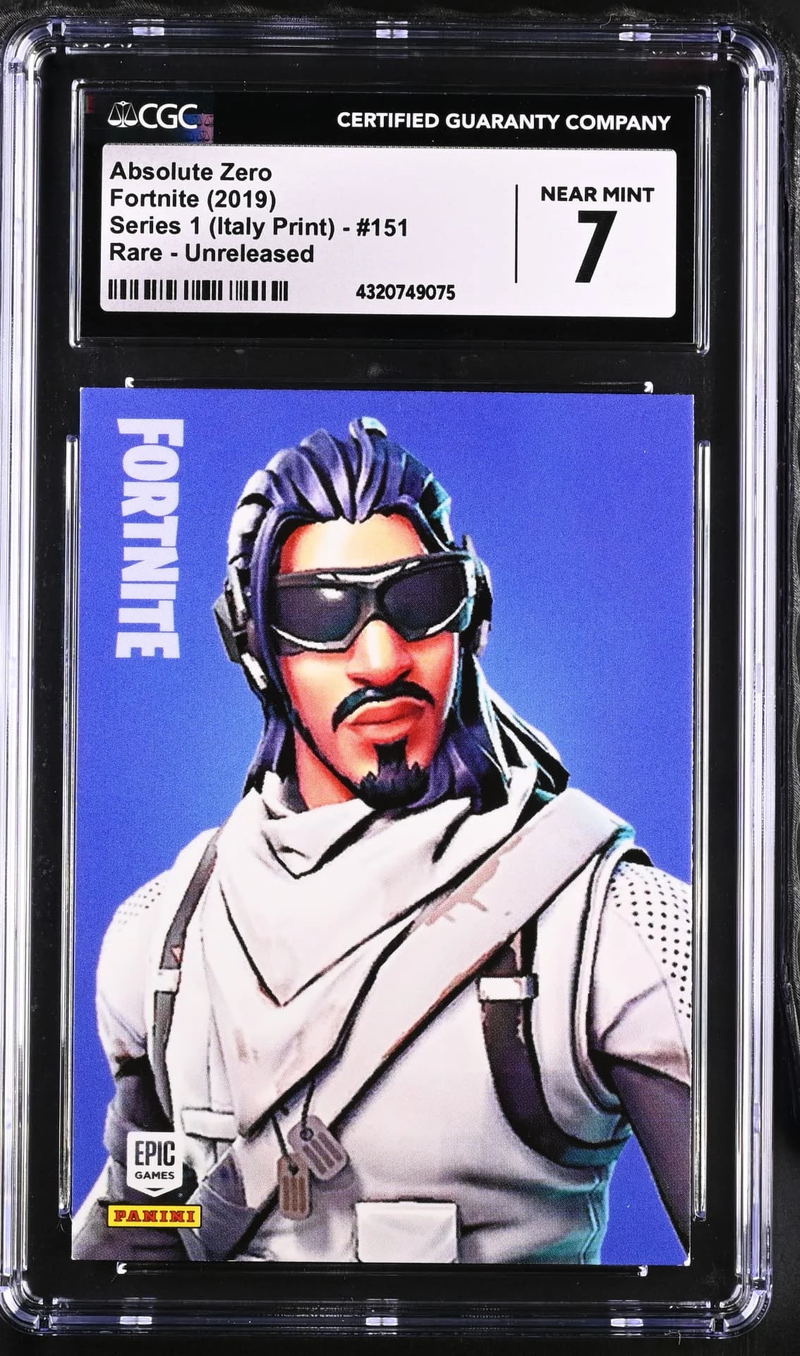 Enlarged transparent Epic Games logo on the Absolute Zero #151 Unreleased Prototype — Series 1 Italy Print
