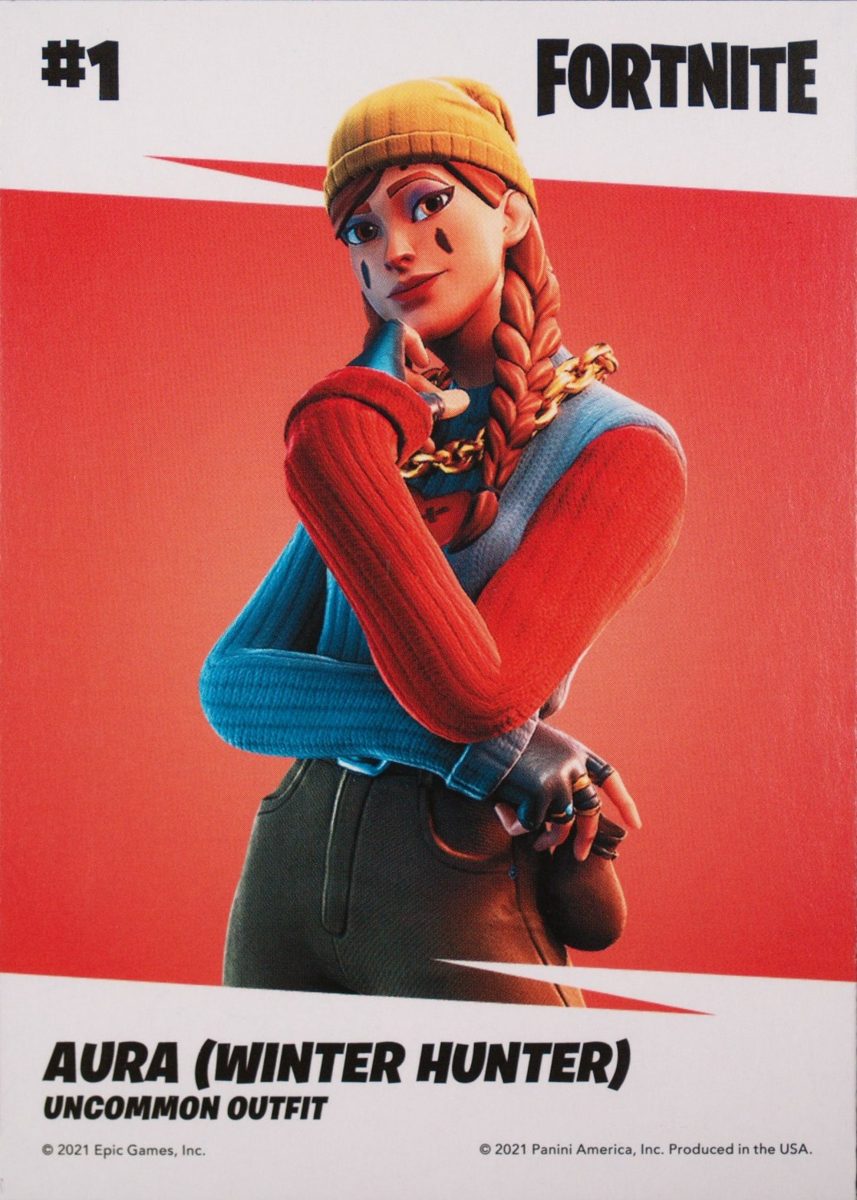 2021 Panini Fortnite Series 3 #1 Aura (Winter Hunter) — Laser trading card back