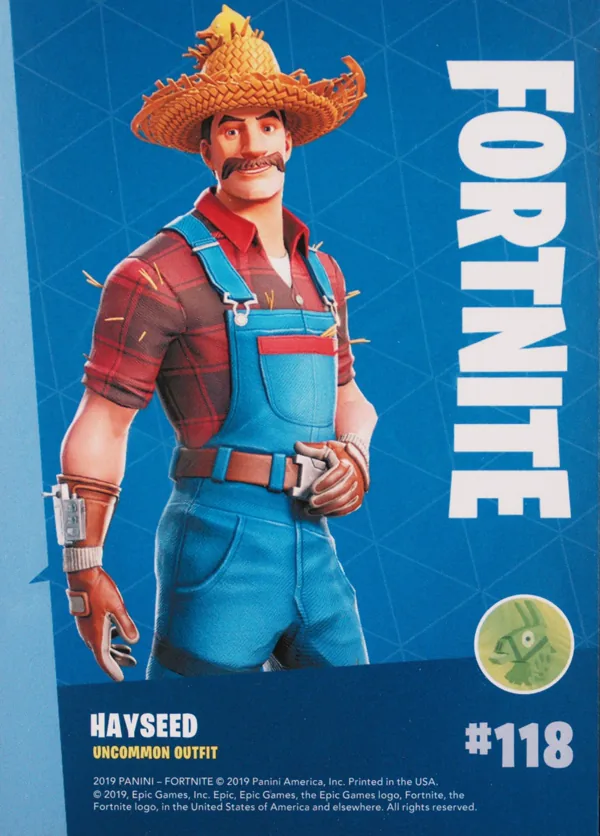 2019 Panini Fortnite Series 1 #118 Hayseed — Holofoil trading card back