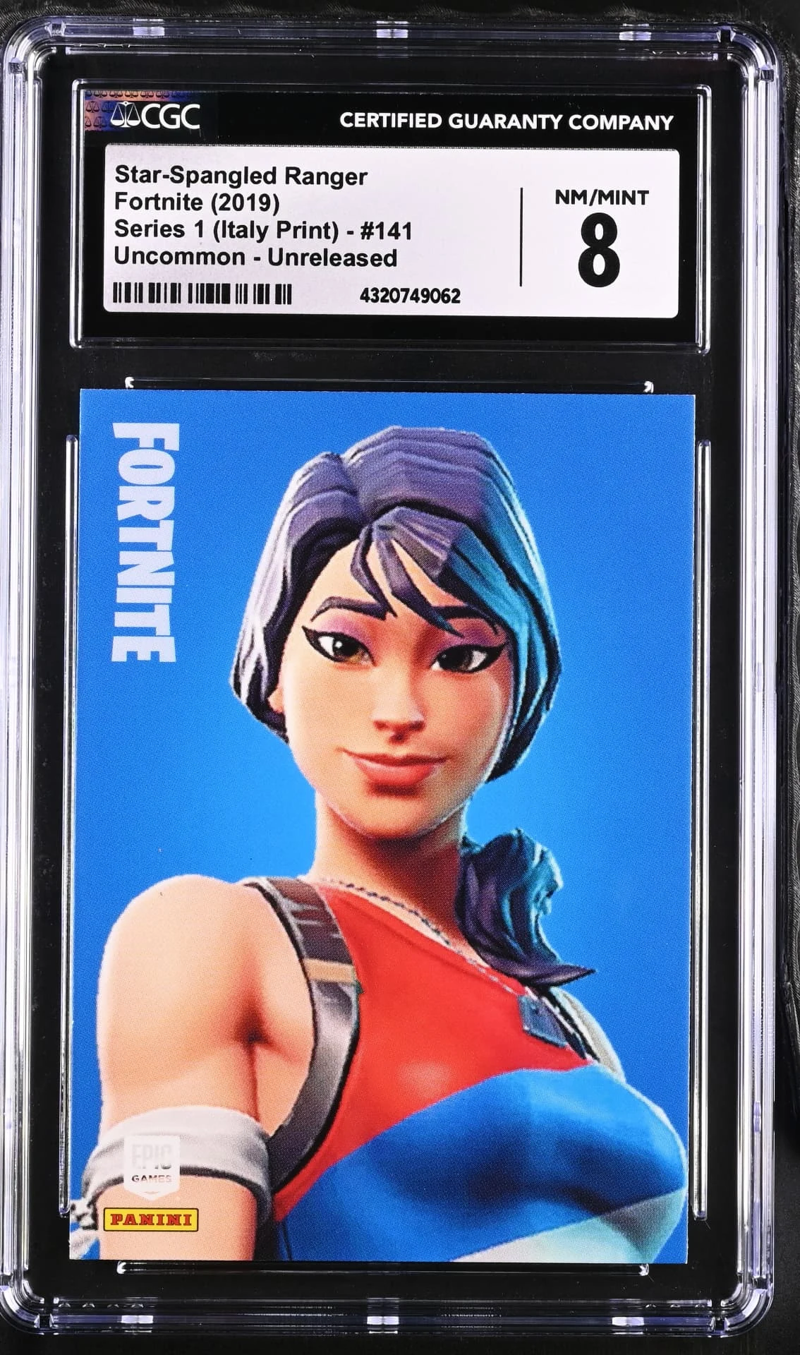 Enlarged transparent Epic Games logo on the Star-Spangled Ranger #141 Unreleased Prototype — Series 1 Italy Print