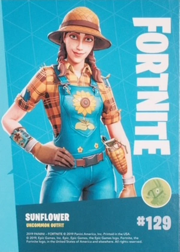 2019 Panini Fortnite Series 1 #129 Sunflower — Holofoil trading card back