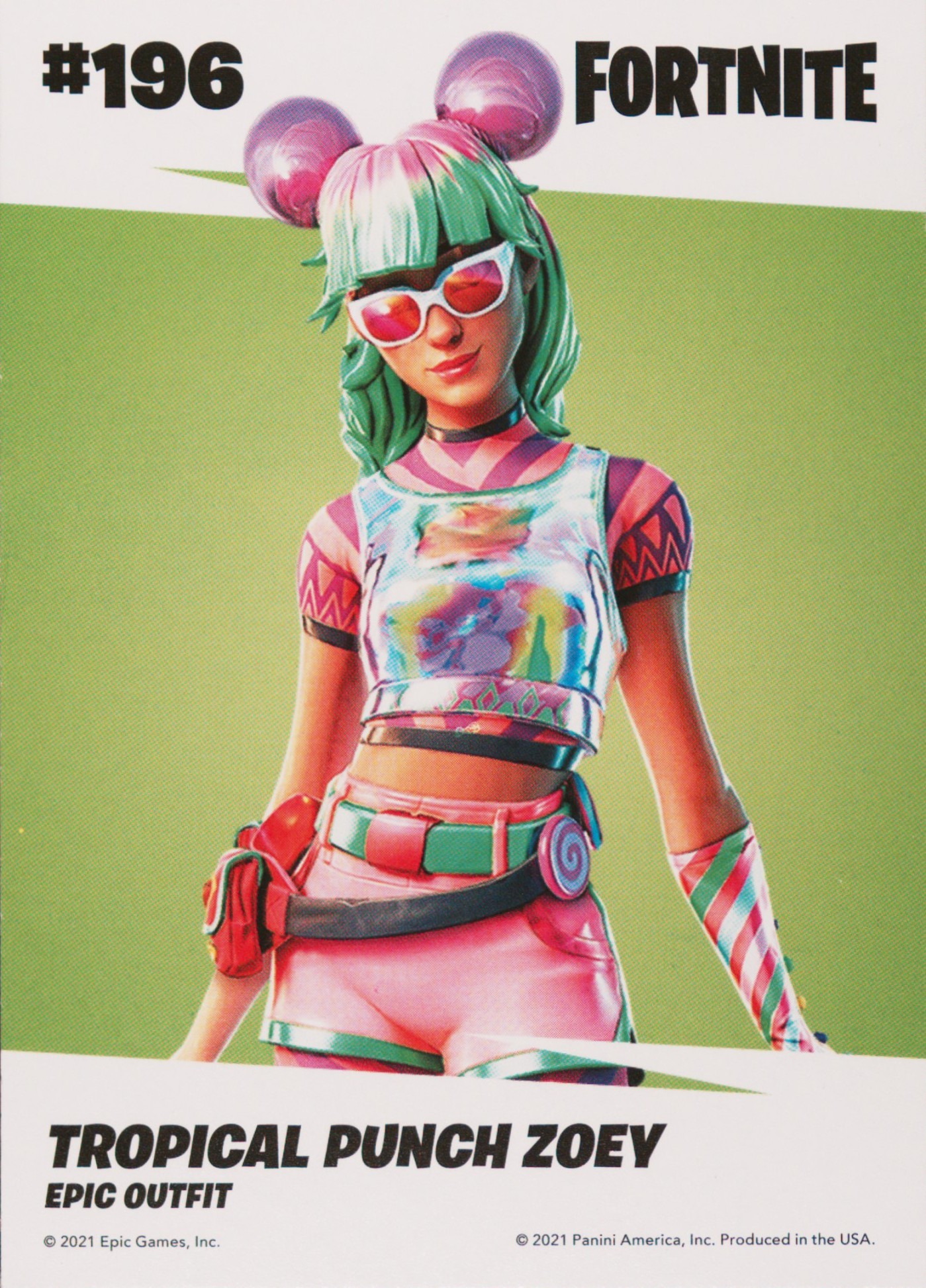 2021 Panini Fortnite Series 3 #196 Tropical Punch Zoey — Laser trading card back