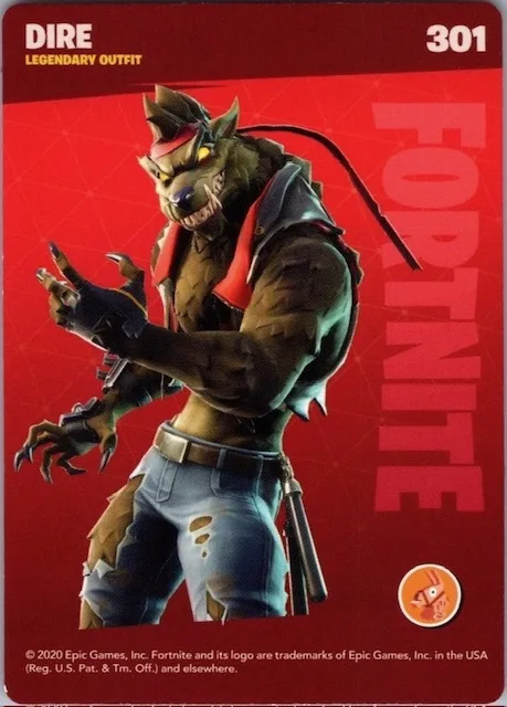 2020 Panini Fortnite Reloaded #301 Dire trading card back