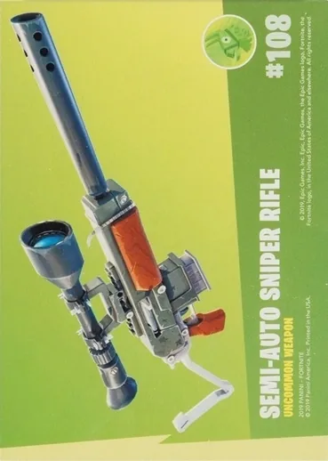 2019 Panini Fortnite Series 1 #108 Semi-Auto Sniper Rifle — Holofoil trading card back