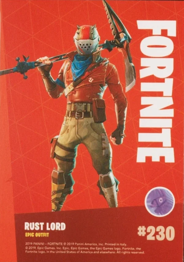 2019 Panini Fortnite Series 1 #230 Rust Lord — Holofoil trading card back