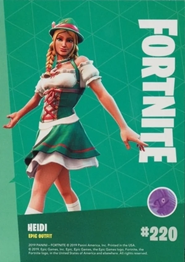 2019 Panini Fortnite Series 1 #220 Heidi — Holofoil trading card back