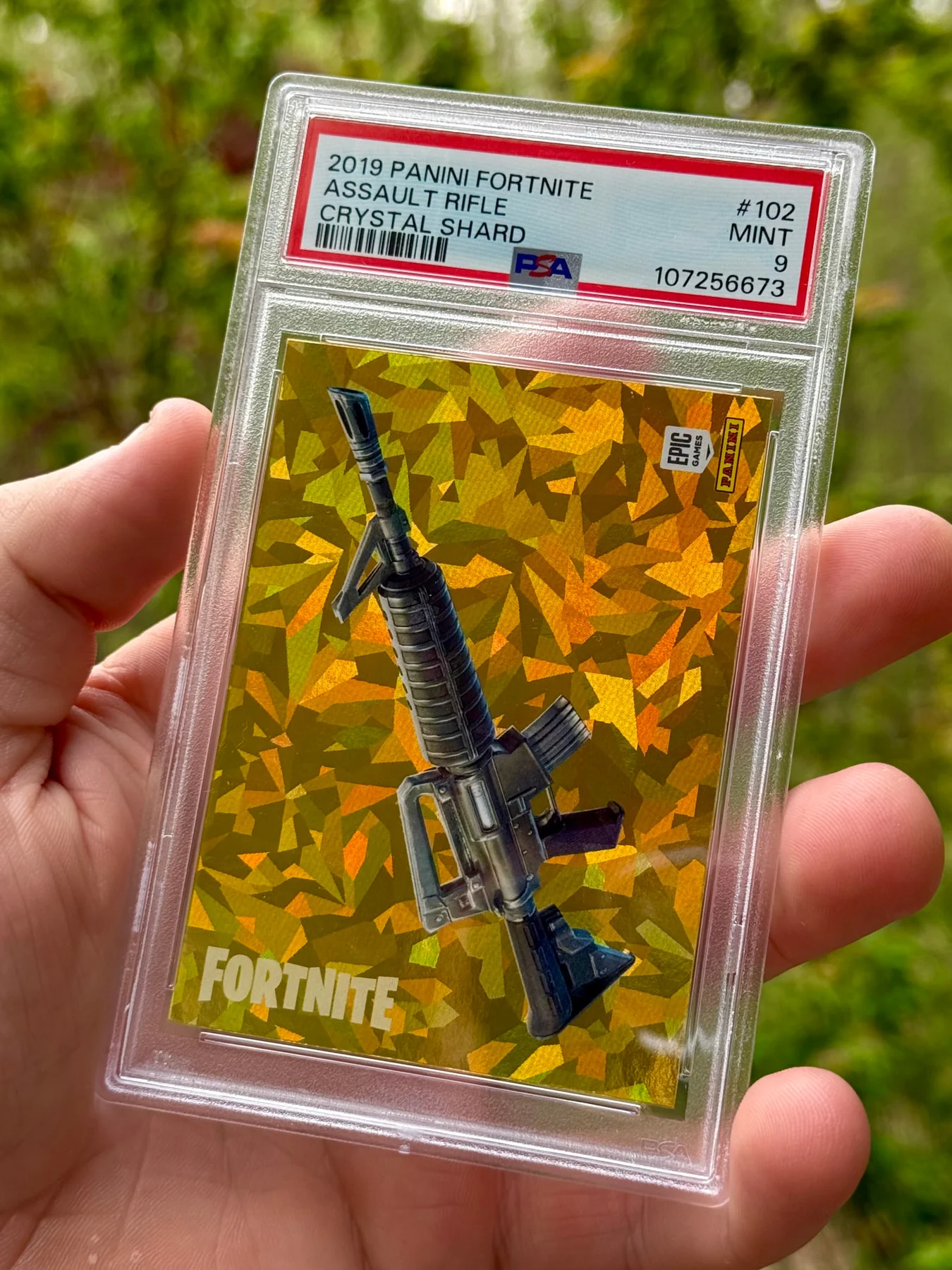 2019 Panini Fortnite Series 1 Assault Rifle #102 Crystal Shard PSA 9