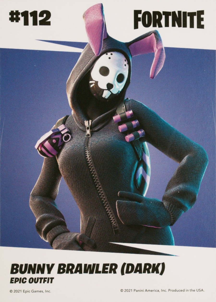 2021 Panini Fortnite Series 3 #112 Bunny Brawler Dark — Laser trading card back
