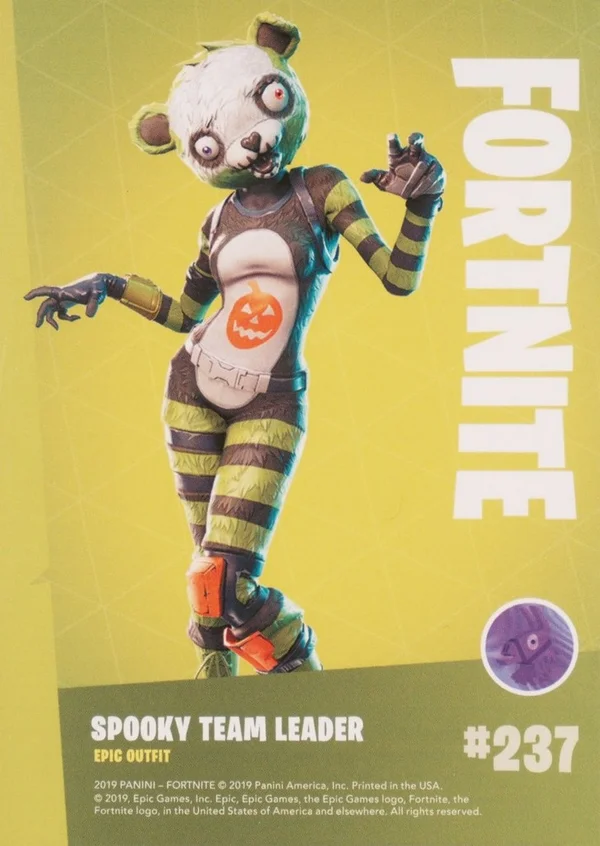 2019 Panini Fortnite Series 1 #237 Spooky Team Leader — Holofoil trading card back