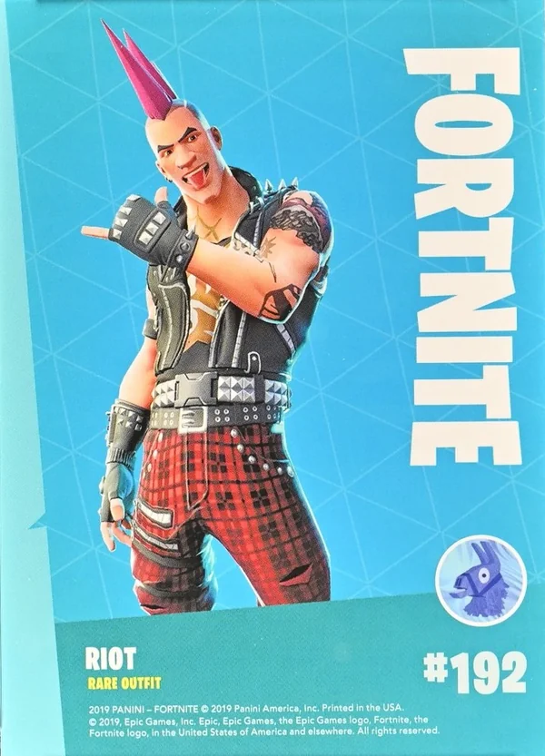 2019 Panini Fortnite Series 1 #192 Riot — Holofoil trading card back