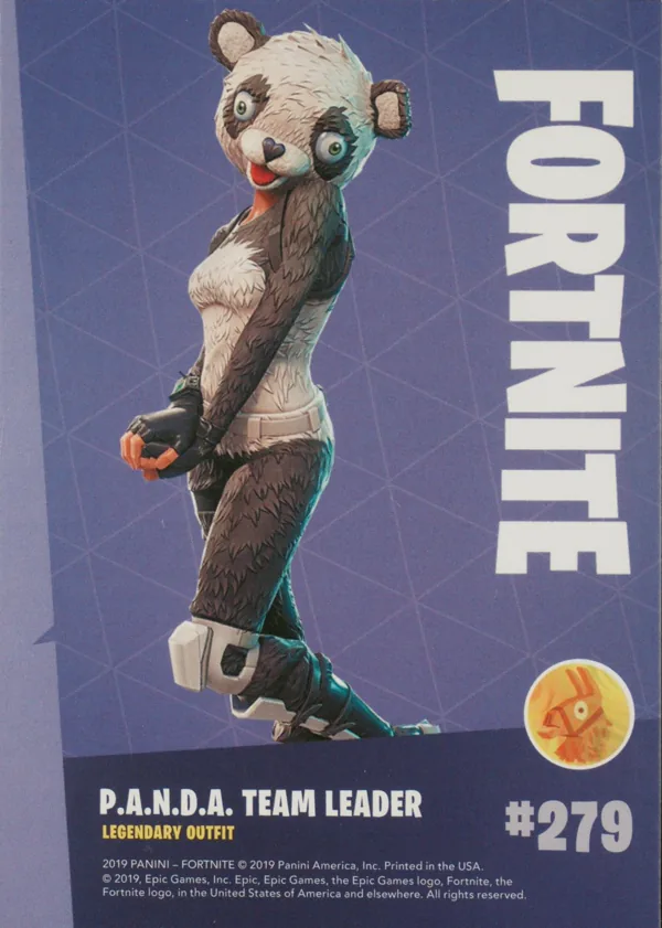 2019 Panini Fortnite Series 1 #279 P.A.N.D.A. Team Leader — Holofoil trading card back