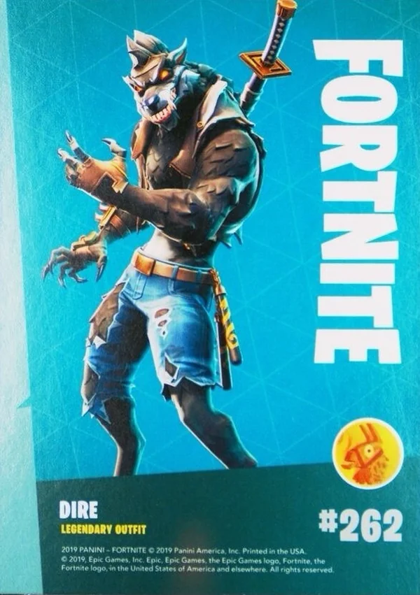2019 Panini Fortnite Series 1 #262 Dire — Holofoil trading card back