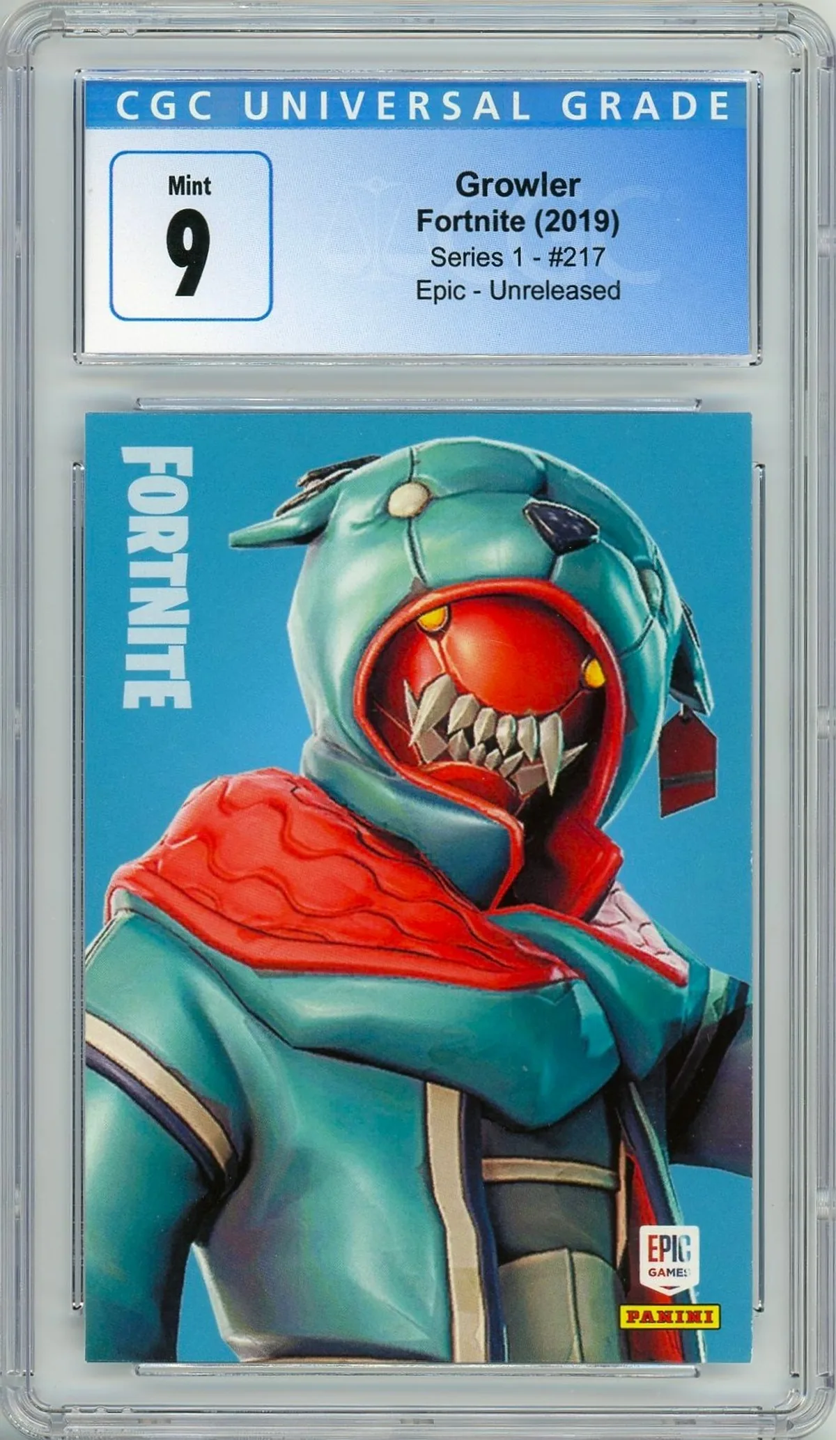 Enlarged transparent Epic Games logo on the Growler #217 Unreleased Prototype — Series 1 USA Print