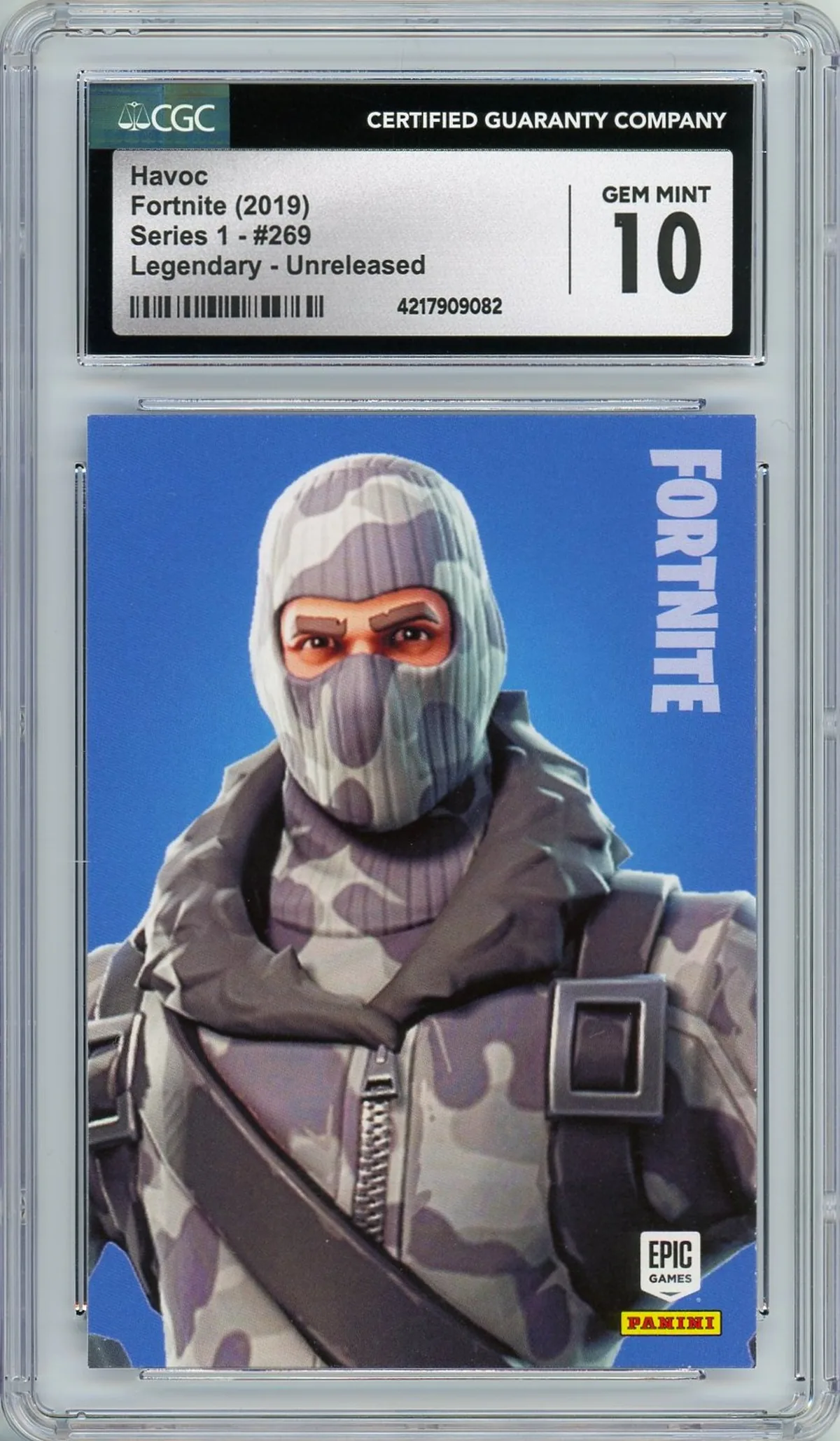 Enlarged transparent Epic Games logo on the Havoc #269 Unreleased Prototype — Series 1 USA Print