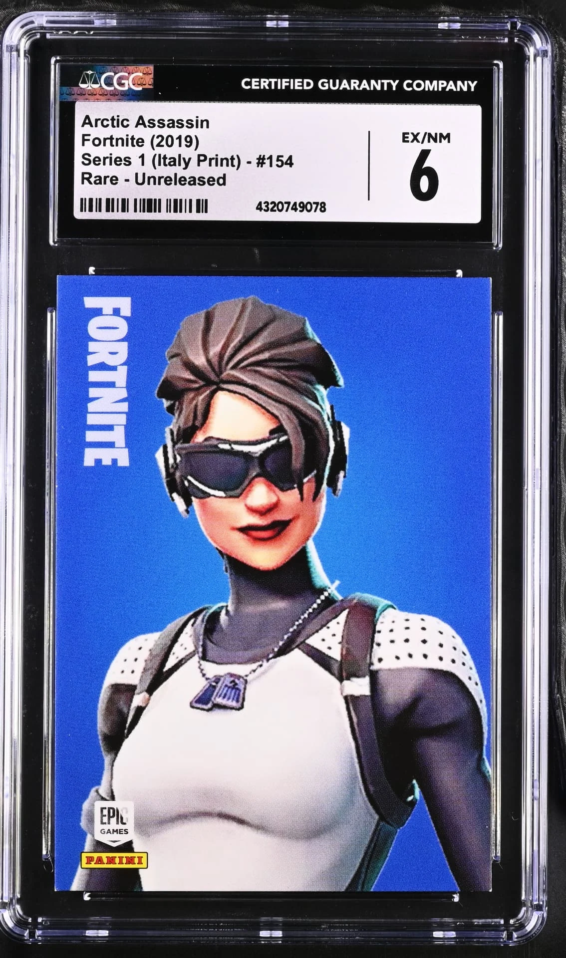 Enlarged transparent Epic Games logo on the Arctic Assassin #154 Unreleased Prototype — Series 1 Italy Print