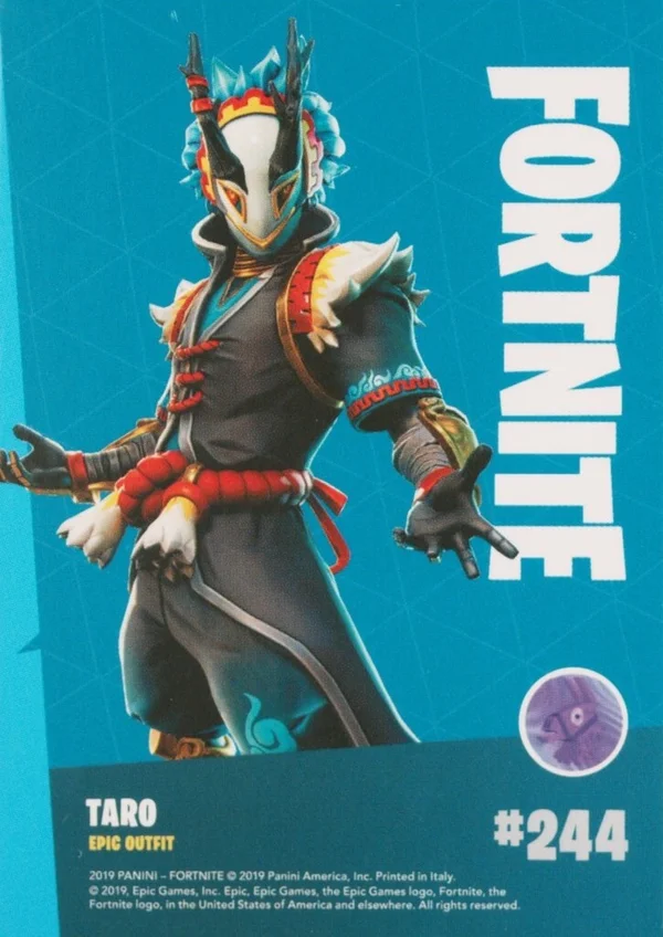 2019 Panini Fortnite Series 1 #244 Taro — Holofoil trading card back