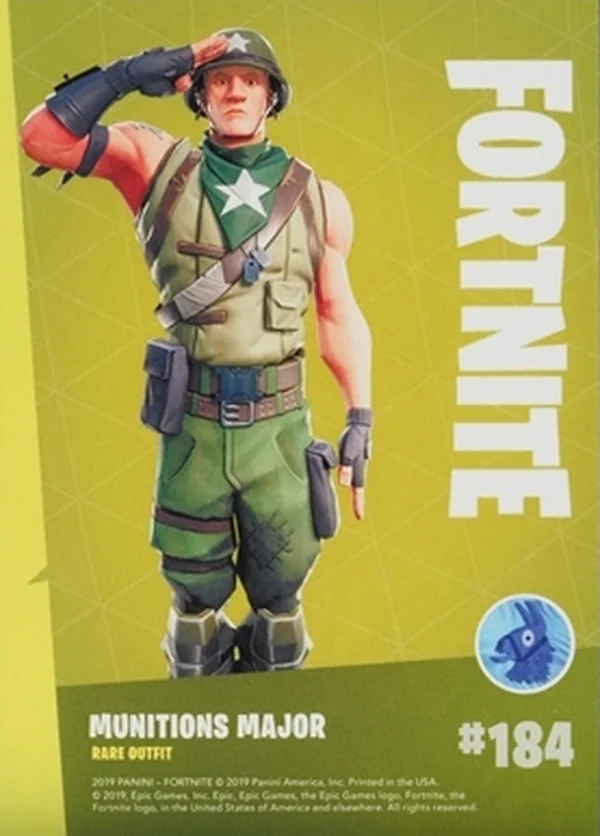2019 Panini Fortnite Series 1 #184 Munitions Major — Holofoil trading card back