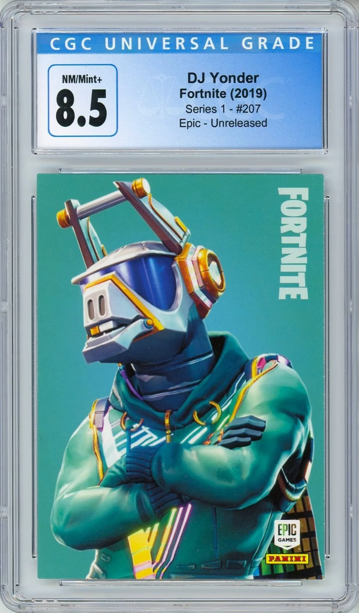 Enlarged transparent Epic Games logo on the DJ Yonder #207 Unreleased Prototype — Series 1 USA Print
